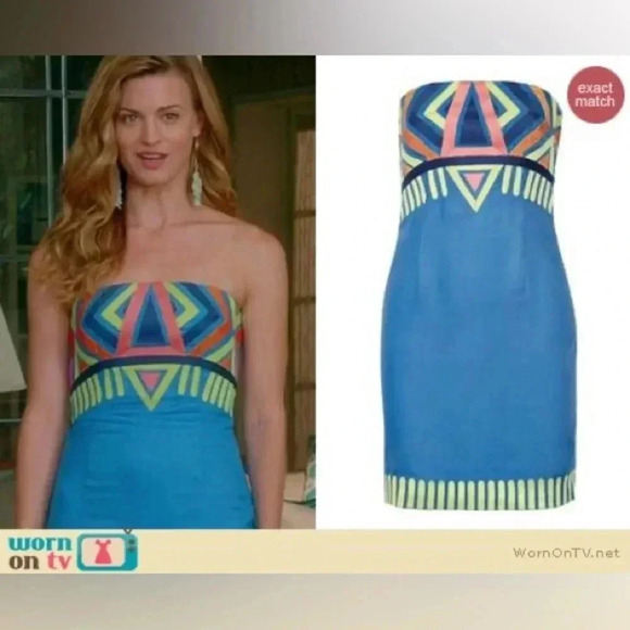 Mara Hoffman Blue Strapless Boho Embroidered Dress Women’s Size 0 Tie Back - Picture 2 of 8